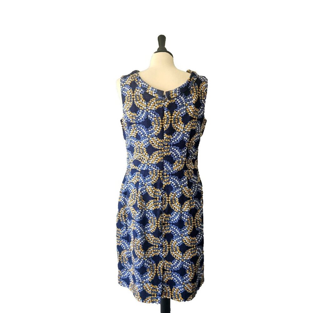 Boden Martha Sheath Dress Sleeveless Yellow Blue and White Floral Print Size 10 - Picture 2 of 7